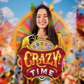 Crazy Time online game logo by Evolution on slotspalaces.com